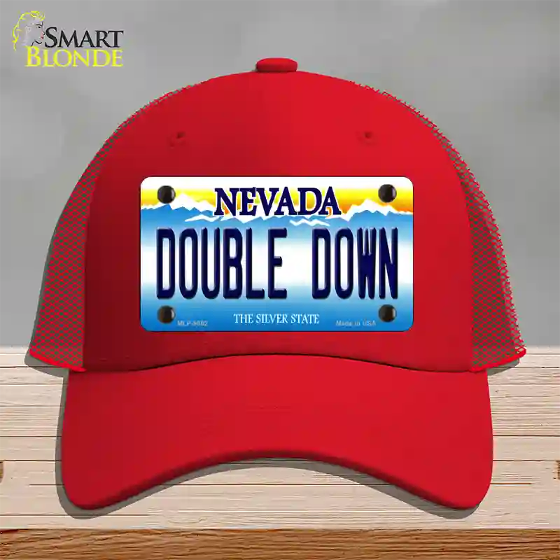 Double Down Nevada Novelty License Plate Hat Mesh / Red