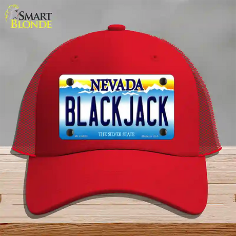 Black Jack Nevada Novelty License Plate Hat Mesh / Red