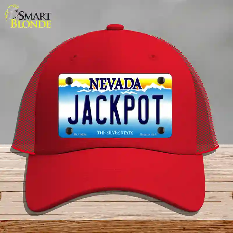 Jack Pot Nevada Novelty License Plate Hat Mesh / Red