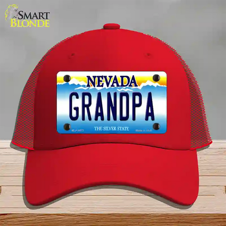 Grandpa Nevada Novelty License Plate Hat Mesh / Red