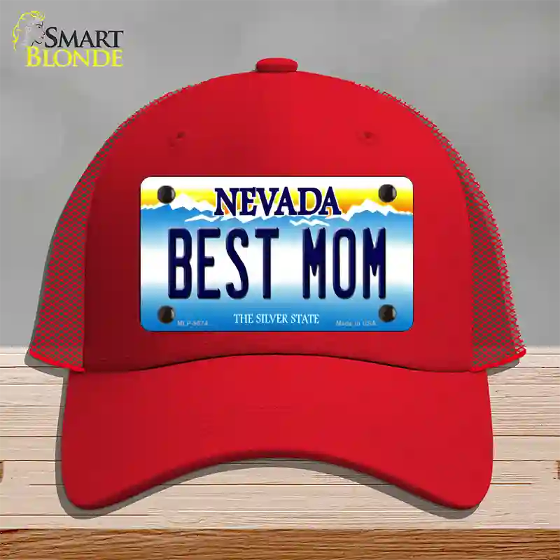 Best Mom Nevada Novelty License Plate Hat Mesh / Red