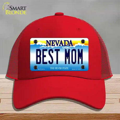 Best Mom Nevada Novelty License Plate Hat Mesh / Red