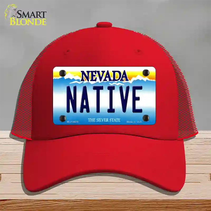 Native Nevada Novelty License Plate Hat Mesh / Red