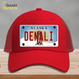 Denali Alaska State Novelty License Plate Hat Mesh / Red