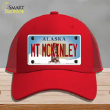 Mt McKinley Alaska State Novelty License Plate Hat Mesh / Red