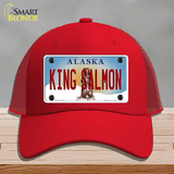 King Salmon Alaska State Novelty License Plate Hat Mesh / Red