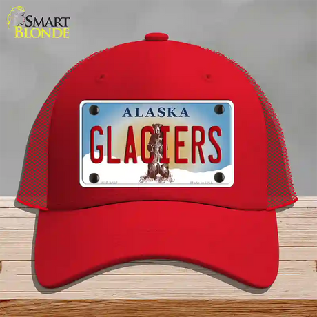 Glaciers Alaska State Novelty License Plate Hat Mesh / Red