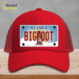 Bigfoot Alaska State Novelty License Plate Hat Mesh / Red