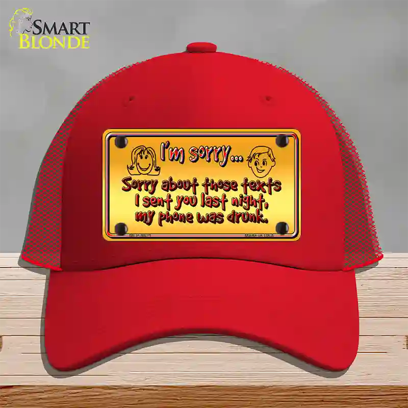 Phone Was Drunk Novelty License Plate Hat Mesh / Red