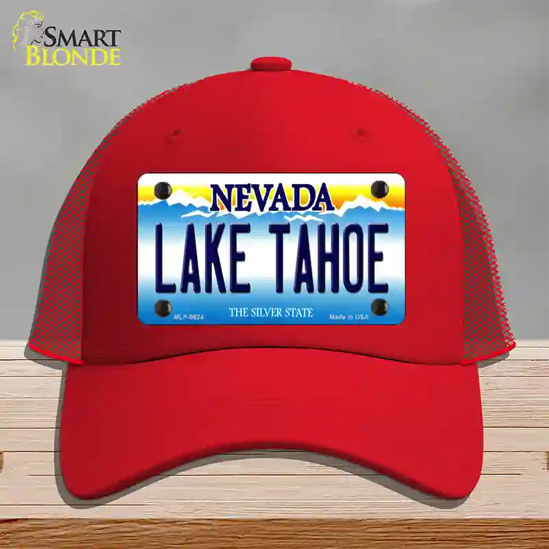 Lake Tahoe Nevada Novelty License Plate Hat Mesh / Red