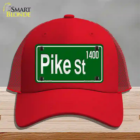 Pike St 1400 Novelty License Plate Hat Mesh / Red