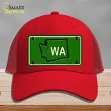 WA State Novelty License Plate Hat Mesh / Red