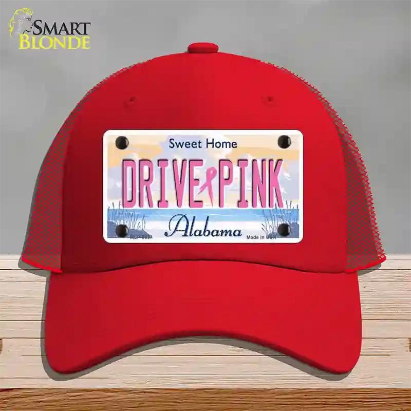 Drive Pink Alabama Novelty License Plate Hat Mesh / Red