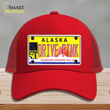 Drive Pink Alaska Novelty License Plate Hat Mesh / Red