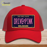 Drive Pink Delaware Novelty License Plate Hat Mesh / Red