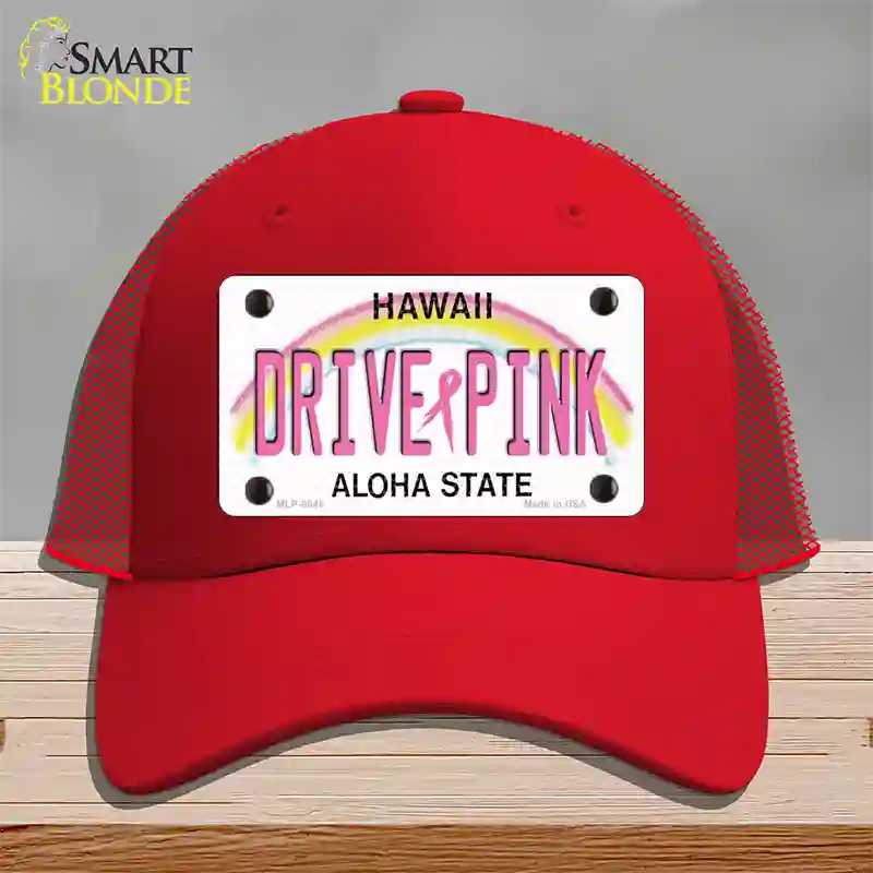 Drive Pink Hawaii Novelty License Plate Hat Mesh / Red