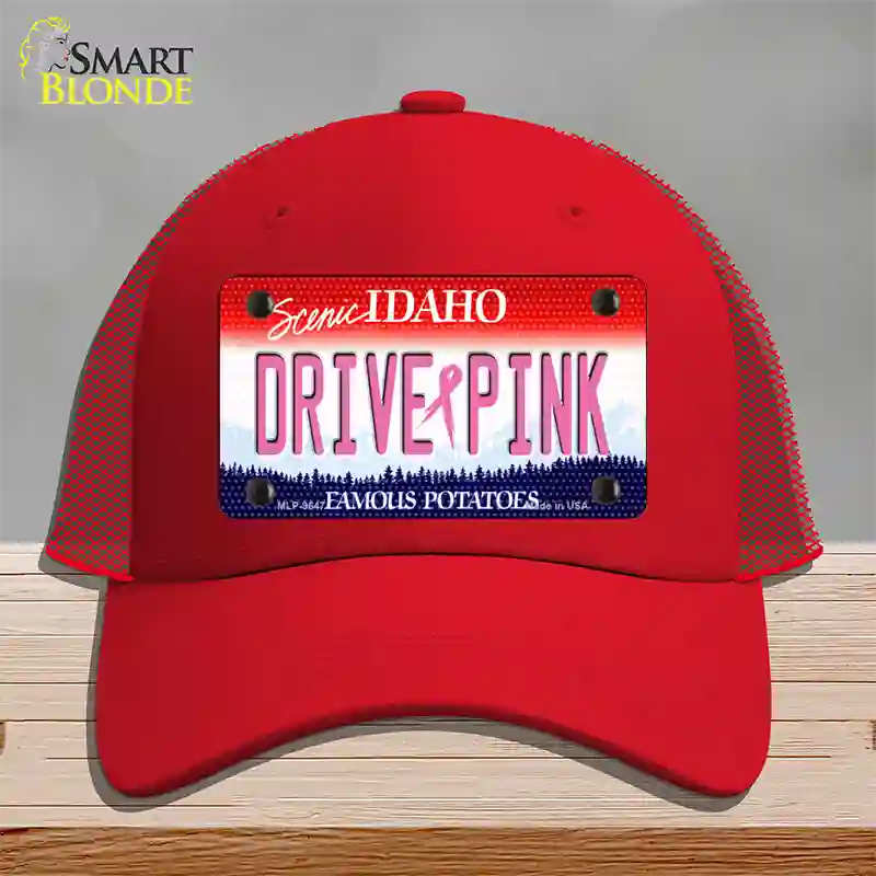 Drive Pink Idaho Novelty License Plate Hat Mesh / Red