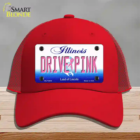 Drive Pink Illinois Novelty License Plate Hat Mesh / Red