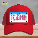 Drive Pink Iowa Novelty License Plate Hat Mesh / Red