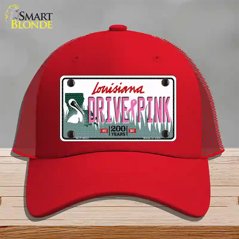 Drive Pink Louisiana Novelty License Plate Hat Mesh / Red