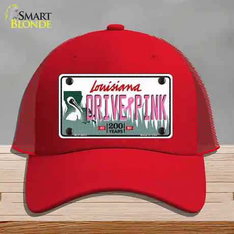 Drive Pink Louisiana Novelty License Plate Hat Mesh / Red