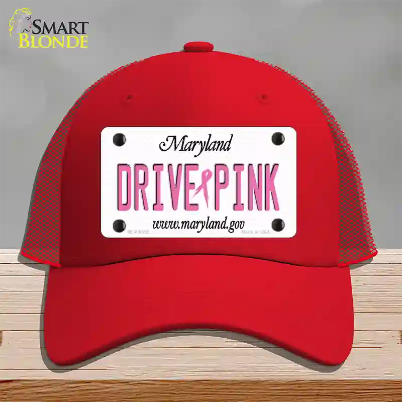 Drive Pink Maryland Novelty License Plate Hat Mesh / Red