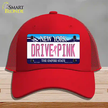 Drive Pink New York Novelty License Plate Hat Mesh / Red