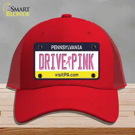 Drive Pink Pennsylvania Novelty License Plate Hat Mesh / Red