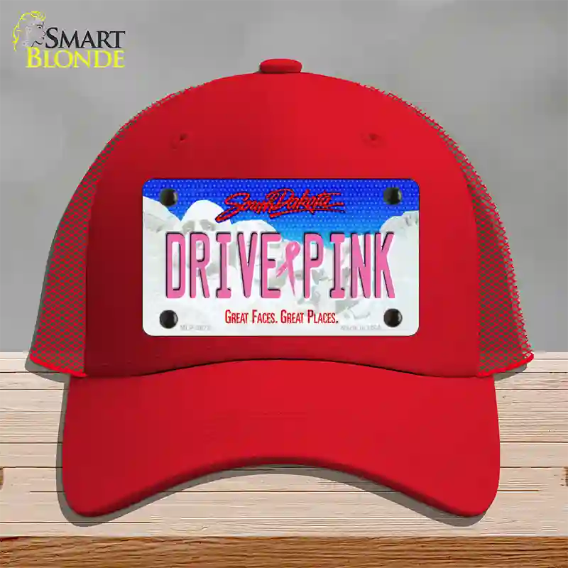 Drive Pink South Dakota Novelty License Plate Hat Mesh / Red