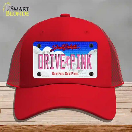 Drive Pink South Dakota Novelty License Plate Hat Mesh / Red