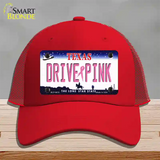 Drive Pink Texas Novelty License Plate Hat Mesh / Red