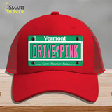 Drive Pink Vermont Novelty License Plate Hat Mesh / Red