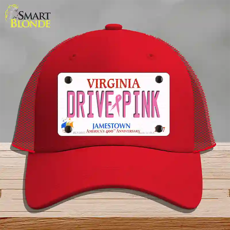 Drive Pink Virginia Novelty License Plate Hat Mesh / Red