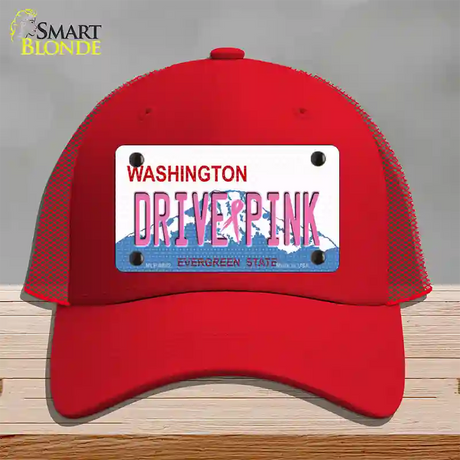 Drive Pink Washington Novelty License Plate Hat Mesh / Red