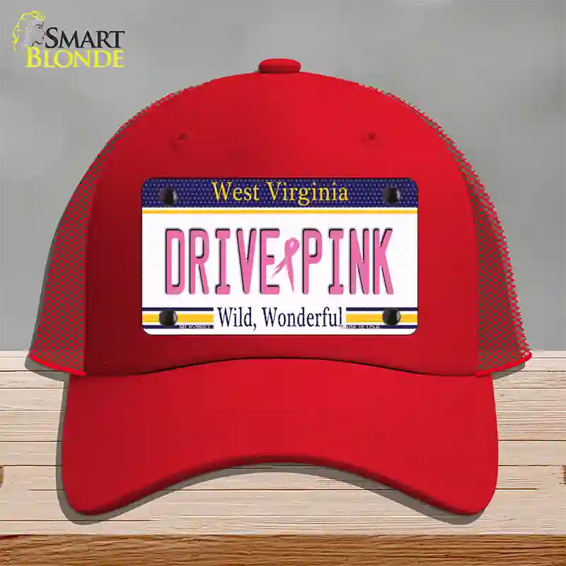 Drive Pink West Virginia Novelty License Plate Hat Mesh / Red