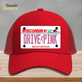 Drive Pink Wisconsin Novelty License Plate Hat Mesh / Red