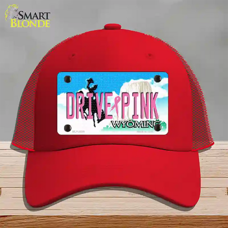 Drive Pink Wyoming Novelty License Plate Hat Mesh / Red