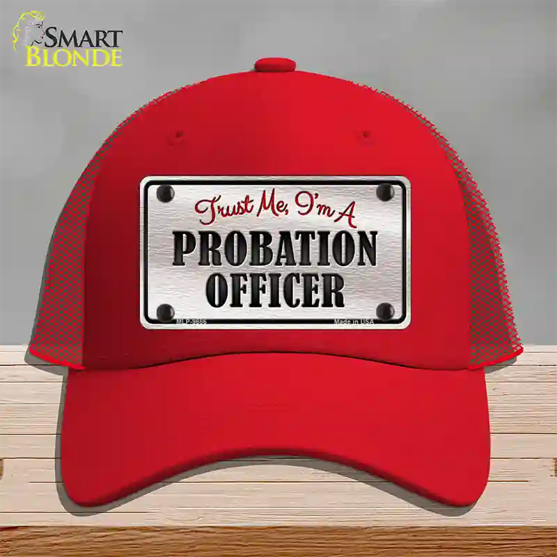 Probation Officer Novelty License Plate Hat Mesh / Red