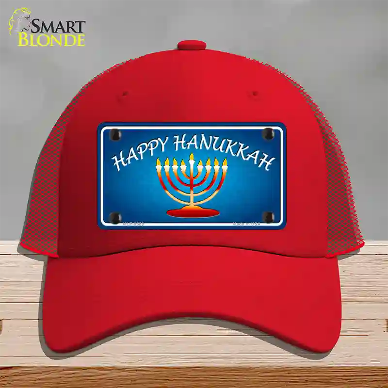 Hanukkah Novelty License Plate Hat Mesh / Red