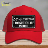 Sorry I Forgot Novelty License Plate Hat Mesh / Red