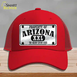 Property Of Arizona Novelty License Plate Hat Mesh / Red