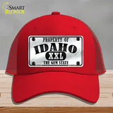 Property Of Idaho Novelty License Plate Hat Mesh / Red