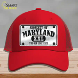 Property Of Maryland Novelty License Plate Hat Mesh / Red