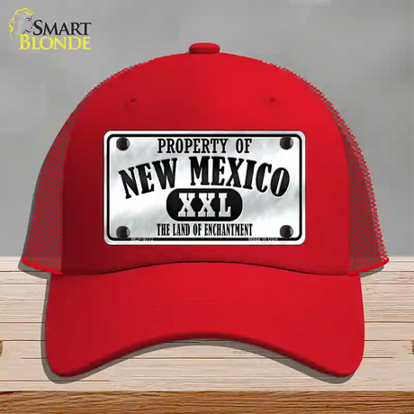 Property Of New Mexico Novelty License Plate Hat Mesh / Red