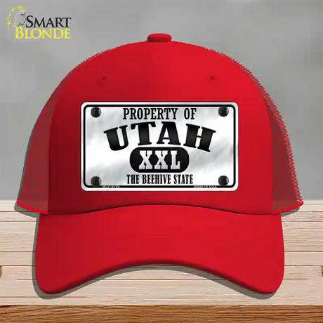 Property Of Utah Novelty License Plate Hat Mesh / Red