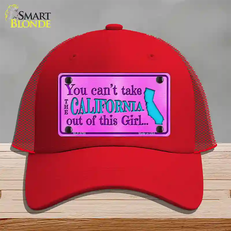 California Girl Novelty License Plate Hat Mesh / Red