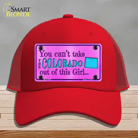 Colorado Girl Novelty License Plate Hat Mesh / Red