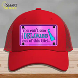 Delaware Girl Novelty License Plate Hat Mesh / Red