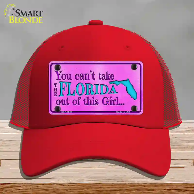 Florida Girl Novelty License Plate Hat Mesh / Red