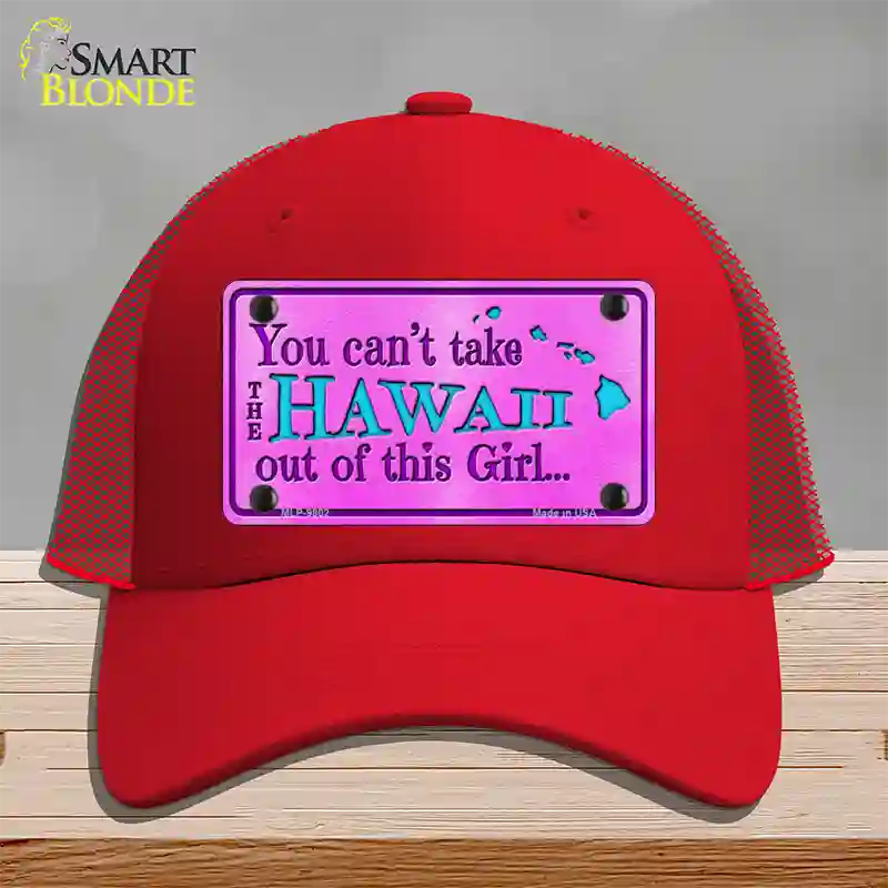 Hawaii Girl Novelty License Plate Hat Mesh / Red